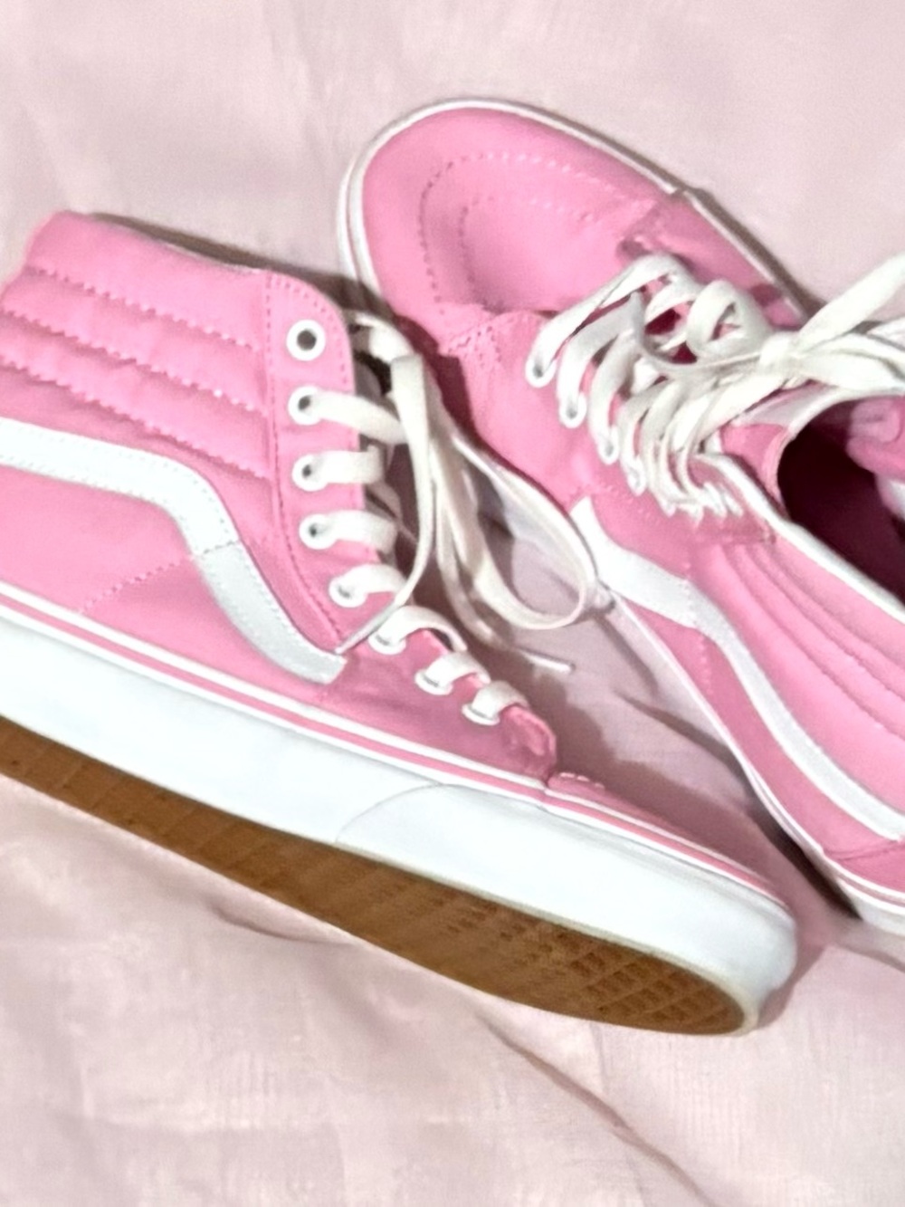 Vans Pink High-Top Sneakers with White Stripe - Women's
